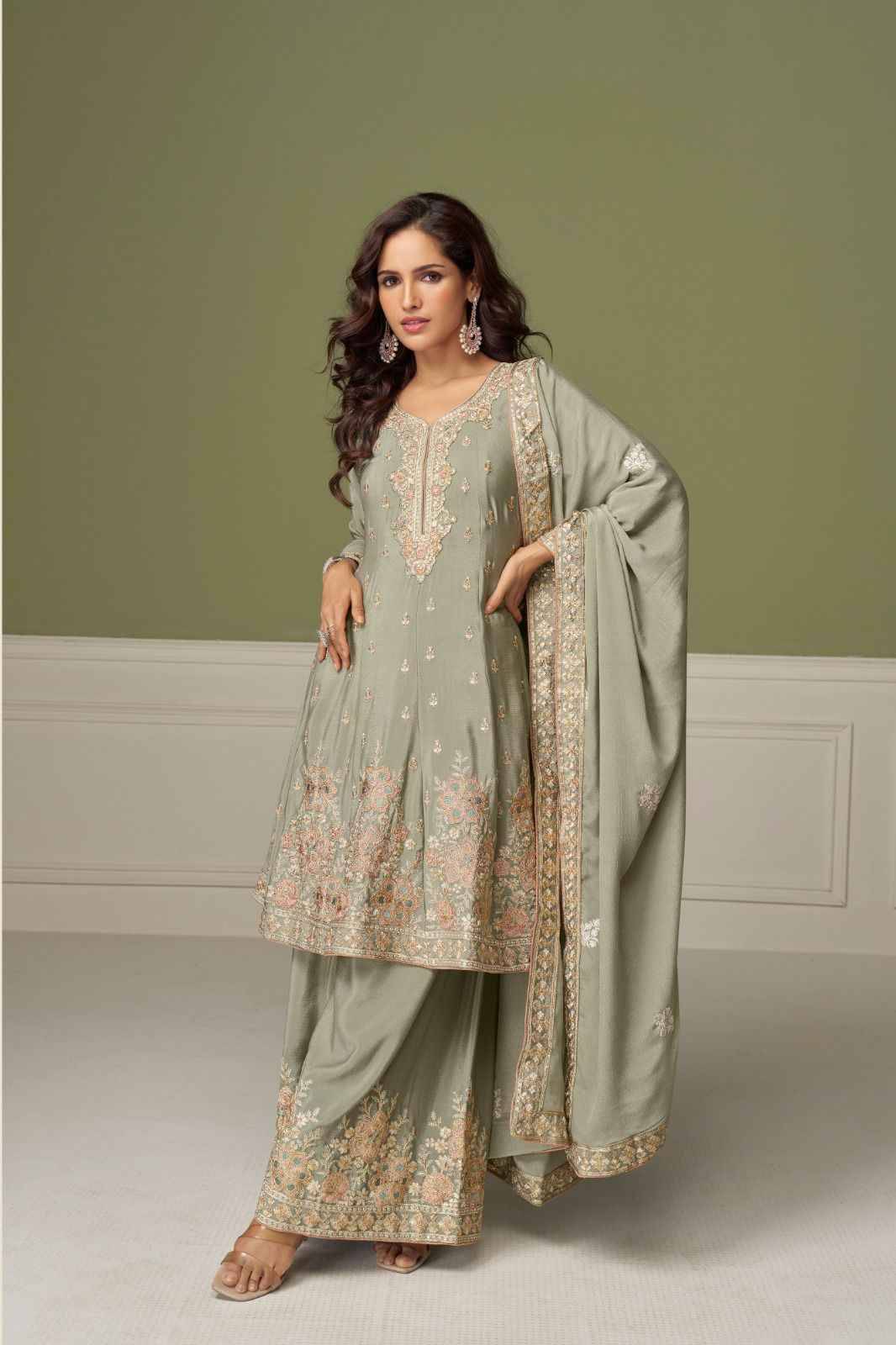 Nitya By Gulkayra Designer 7556-A To 7556-B Series Designer Sharara Suits Collection Beautiful Stylish Fancy Colorful Party Wear & Occasional Wear Heavy Chinnon Dresses At Wholesale Price
