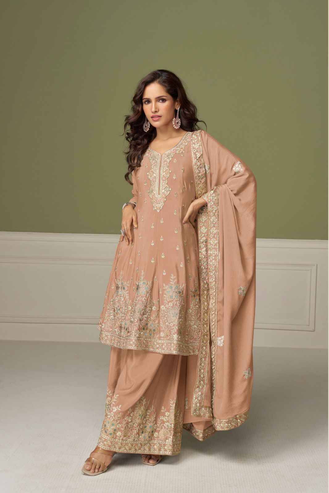 Nitya By Gulkayra Designer 7556-A To 7556-B Series Designer Sharara Suits Collection Beautiful Stylish Fancy Colorful Party Wear & Occasional Wear Heavy Chinnon Dresses At Wholesale Price