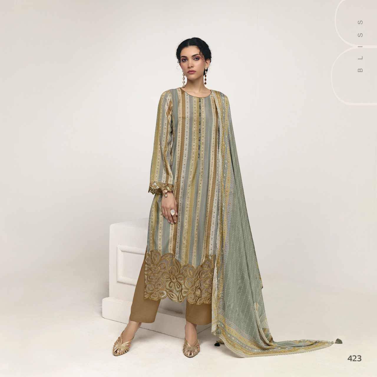 Zulfeen By Sohni 421 To 424 Series Beautiful Suits Colorful Stylish Fancy Casual Wear & Ethnic Wear Pure Muslin Dresses At Wholesale Price
