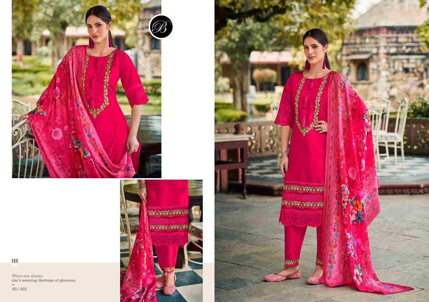 Hazel By Belliza 821-001 To 821-006 Series Beautiful Festive Suits Stylish Fancy Colorful Casual Wear & Ethnic Wear Pure Roman Silk Dresses At Wholesale Price