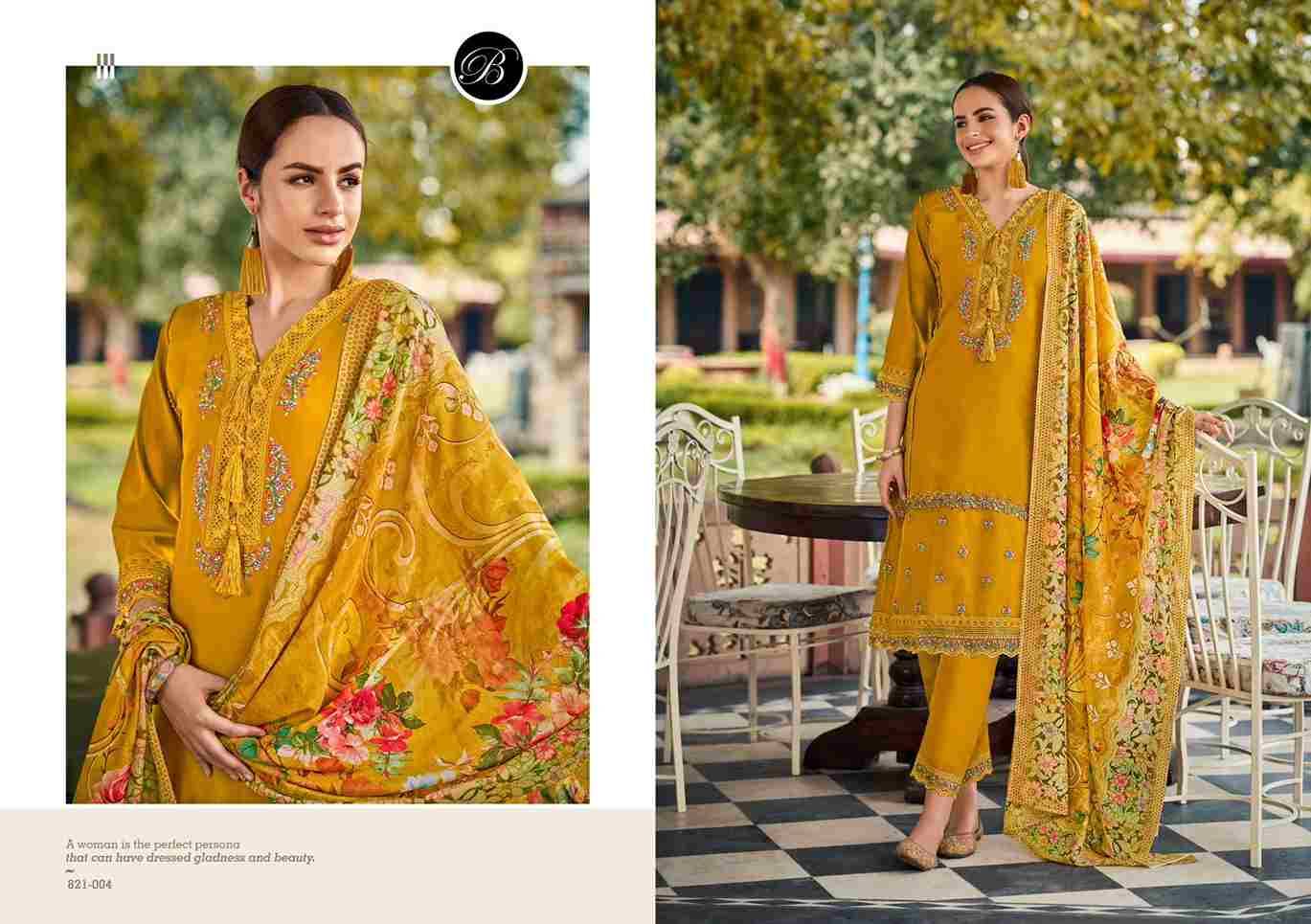 Hazel By Belliza 821-001 To 821-006 Series Beautiful Festive Suits Stylish Fancy Colorful Casual Wear & Ethnic Wear Pure Roman Silk Dresses At Wholesale Price
