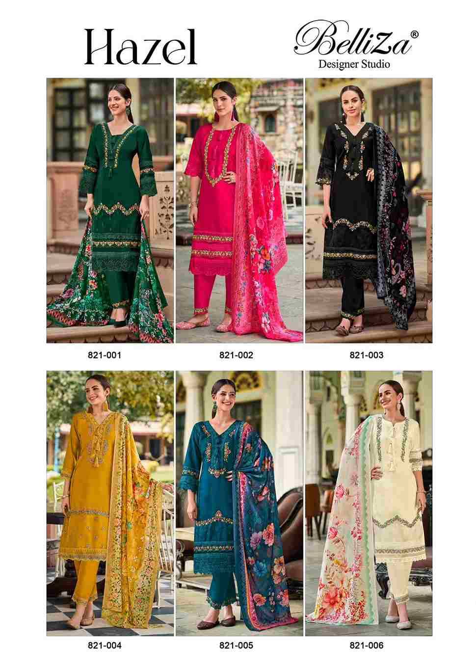 Hazel By Belliza 821-001 To 821-006 Series Beautiful Festive Suits Stylish Fancy Colorful Casual Wear & Ethnic Wear Pure Roman Silk Dresses At Wholesale Price