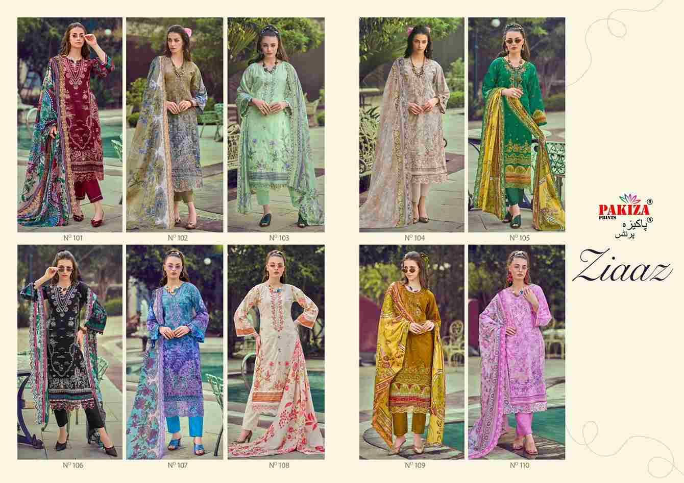 Ziaaz Vol-1 By Pakiza Prints 101 To 110 Series Beautiful Festive Suits Stylish Fancy Colorful Party Wear & Occasional Wear Lawn Cotton Print Dresses At Wholesale Price
