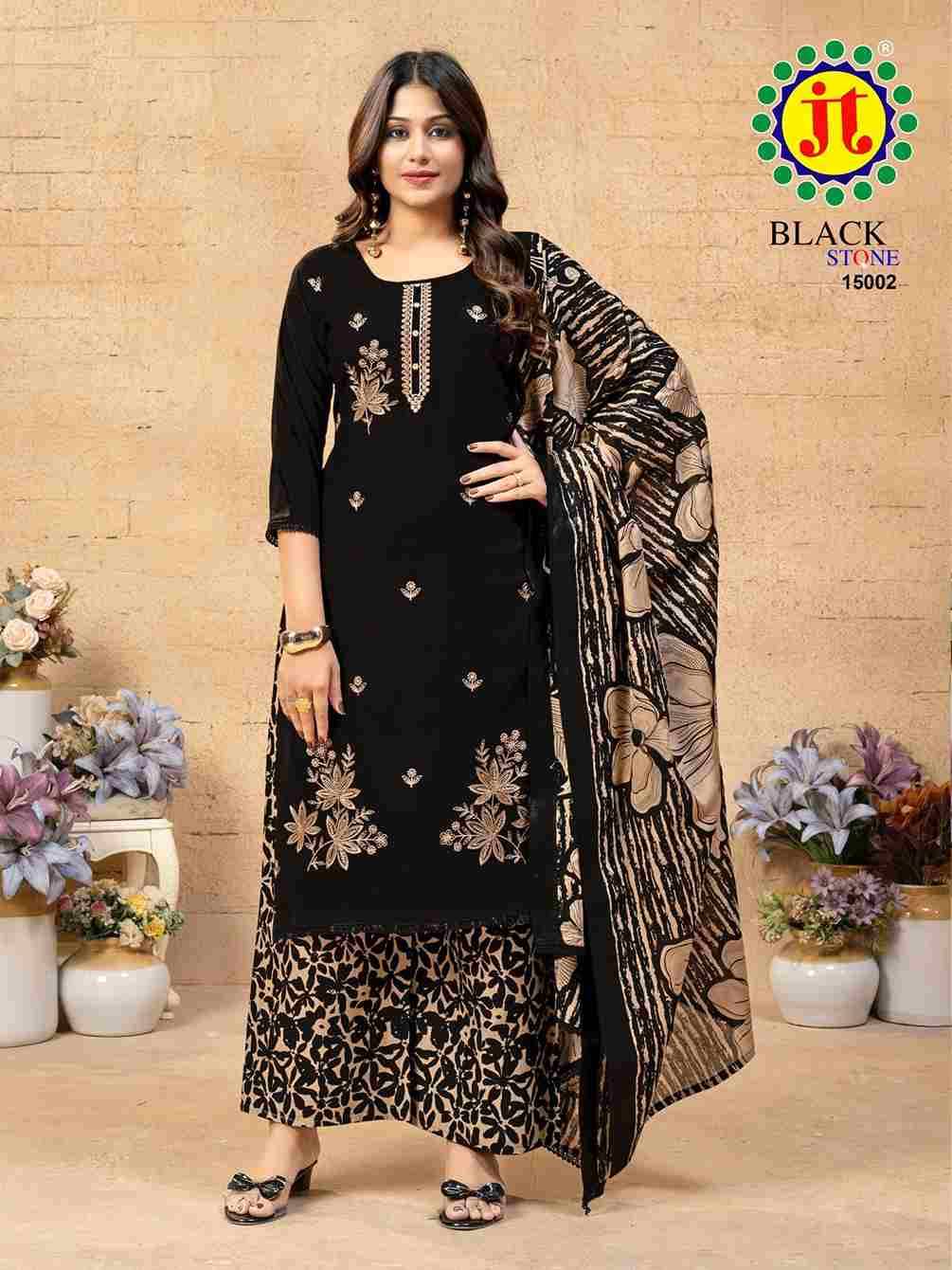 Black Stone Vol-15 By JT 15001 To 15005 Series Beautiful Festive Suits Colorful Stylish Fancy Casual Wear & Ethnic Wear Rayon Dresses At Wholesale Price