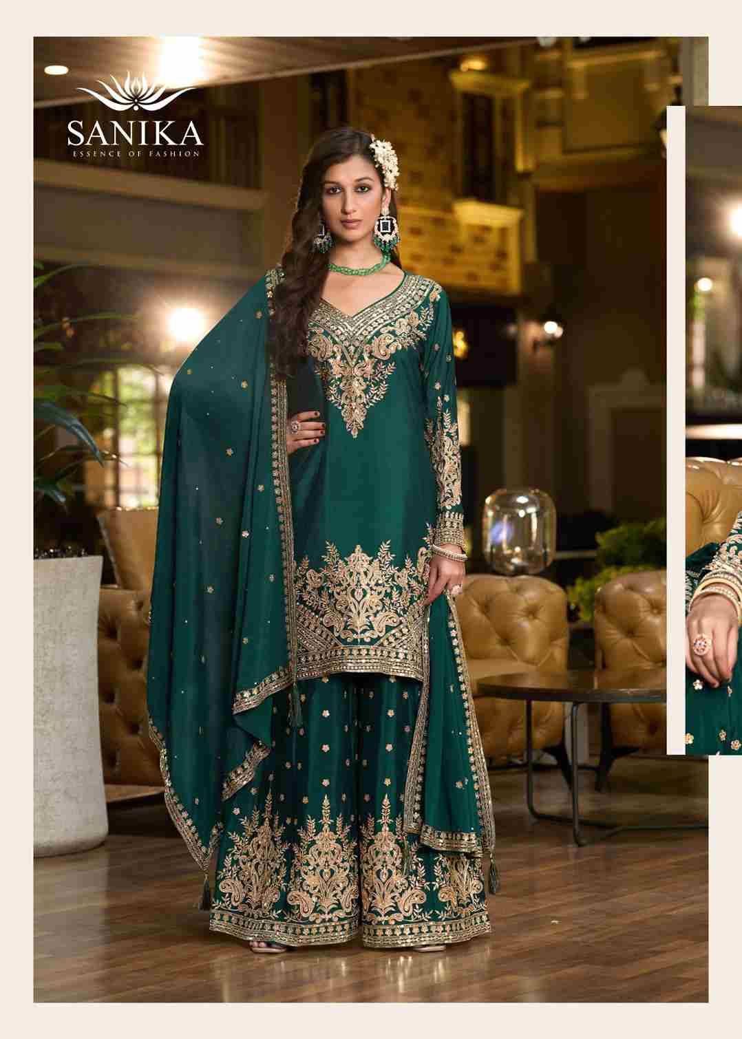 Swara By Sanika 10011 To 10014 Series Beautiful Sharara Suits Stylish Fancy Colorful Party Wear & Occasional Wear Premium Chinnon Silk Dresses At Wholesale Price