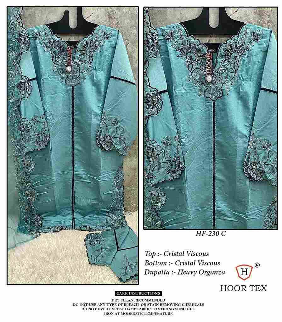 Hoor Tex Hit Design HF-230 Colours By Hoor Tex HF-230-A To HF-230-C Series Designer Festive Pakistani Suits Collection Beautiful Stylish Fancy Colorful Party Wear & Occasional Wear Heavy Viscose Dresses At Wholesale Price