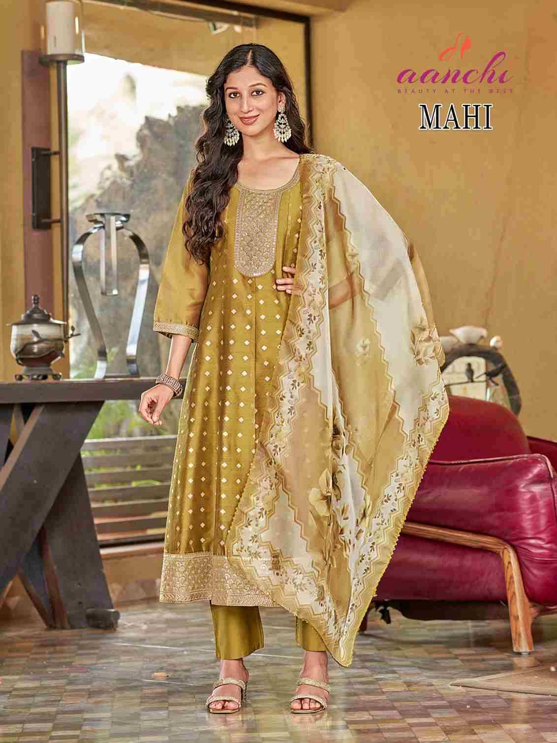 Mahi By Aanchi 01 To 04 Series Beautiful Festive Suits Colorful Stylish Fancy Casual Wear & Ethnic Wear Simmer Jacquard Dresses At Wholesale Price