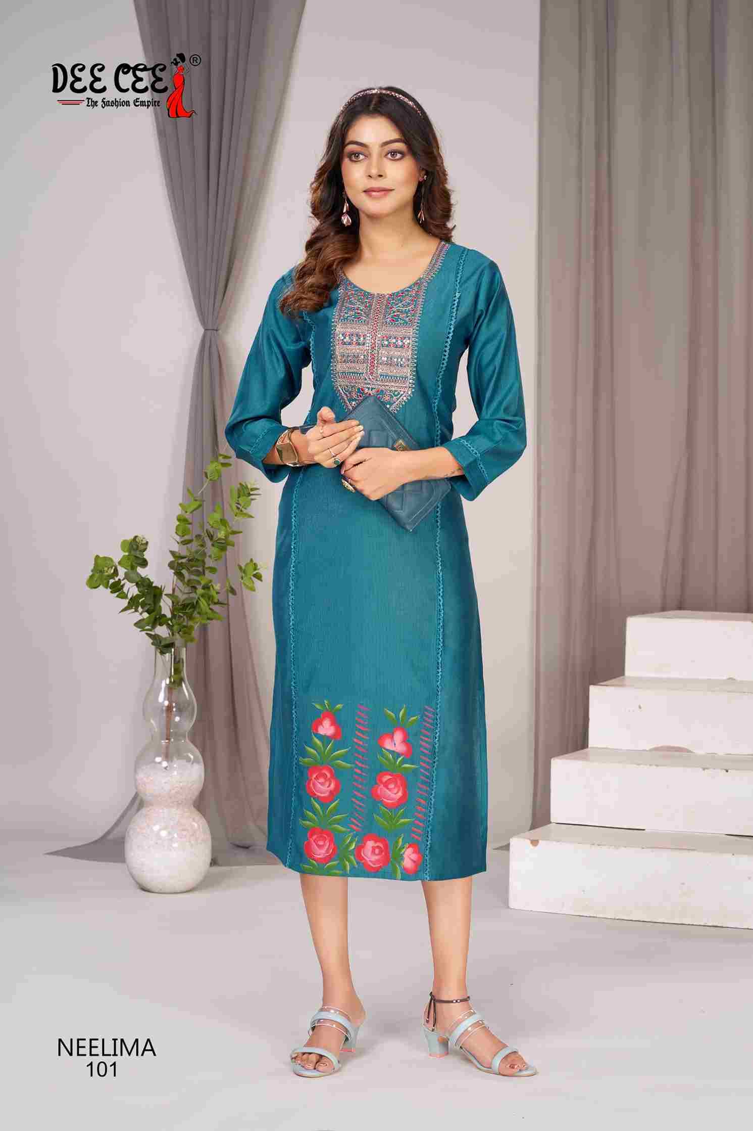 Neelima By Dee Cee 101 To 106 Series Designer Stylish Fancy Colorful Beautiful Party Wear & Ethnic Wear Collection Fancy Print Kurtis At Wholesale Price