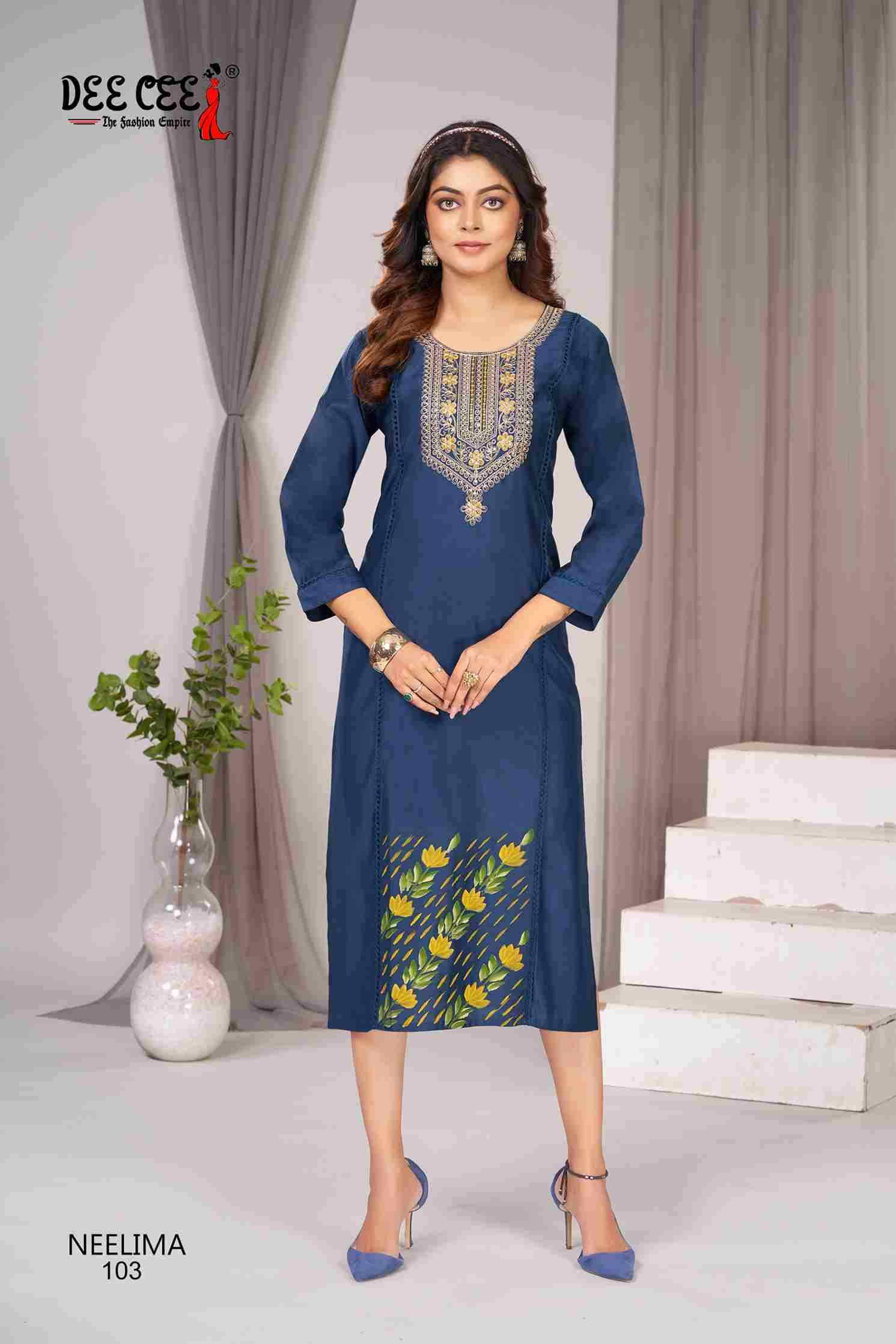 Neelima By Dee Cee 101 To 106 Series Designer Stylish Fancy Colorful Beautiful Party Wear & Ethnic Wear Collection Fancy Print Kurtis At Wholesale Price