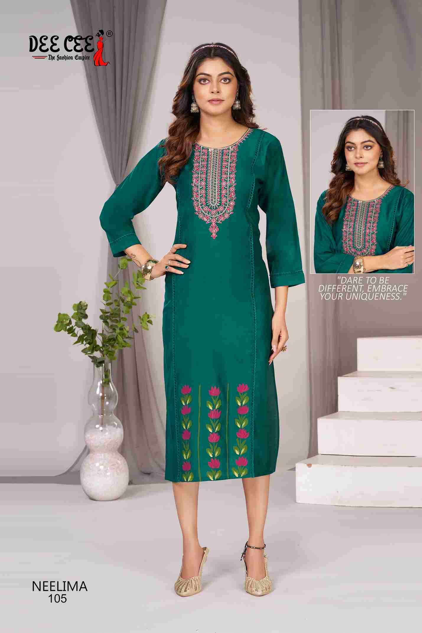 Neelima By Dee Cee 101 To 106 Series Designer Stylish Fancy Colorful Beautiful Party Wear & Ethnic Wear Collection Fancy Print Kurtis At Wholesale Price
