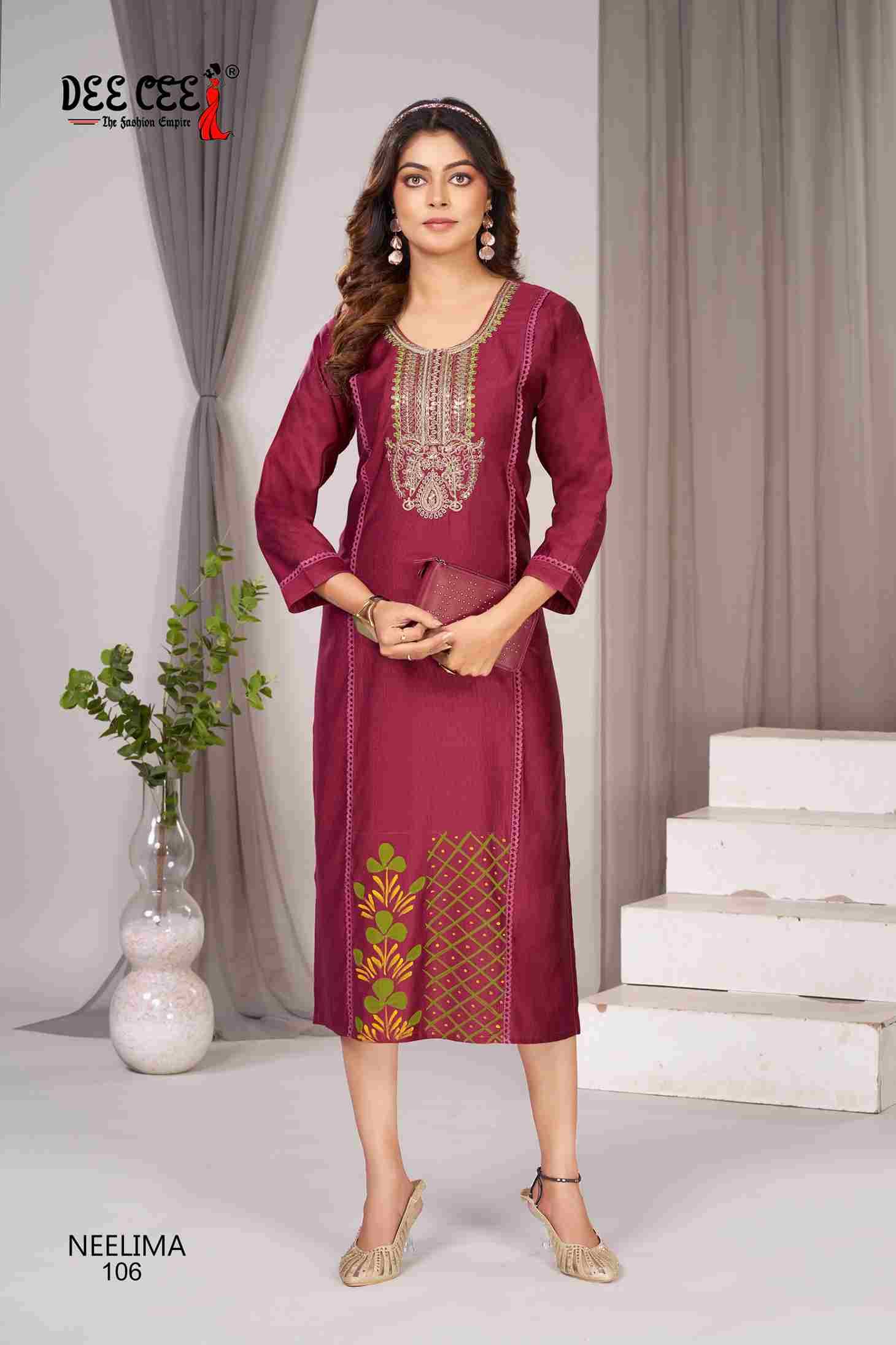 Neelima By Dee Cee 101 To 106 Series Designer Stylish Fancy Colorful Beautiful Party Wear & Ethnic Wear Collection Fancy Print Kurtis At Wholesale Price