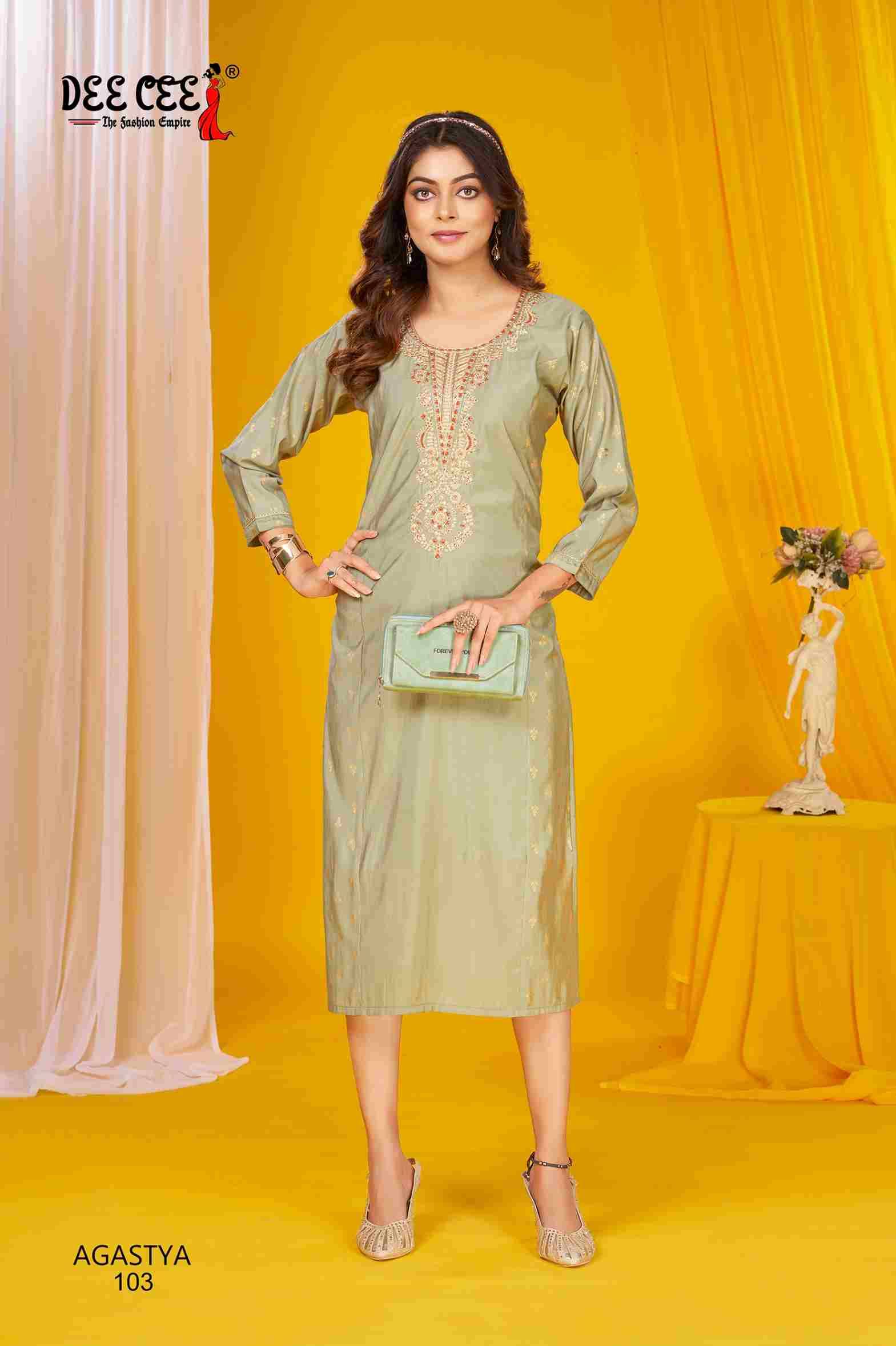 Agastya By Dee Cee 101 To 106 Series Designer Stylish Fancy Colorful Beautiful Party Wear & Ethnic Wear Collection Roman Silk Print Kurtis At Wholesale Price