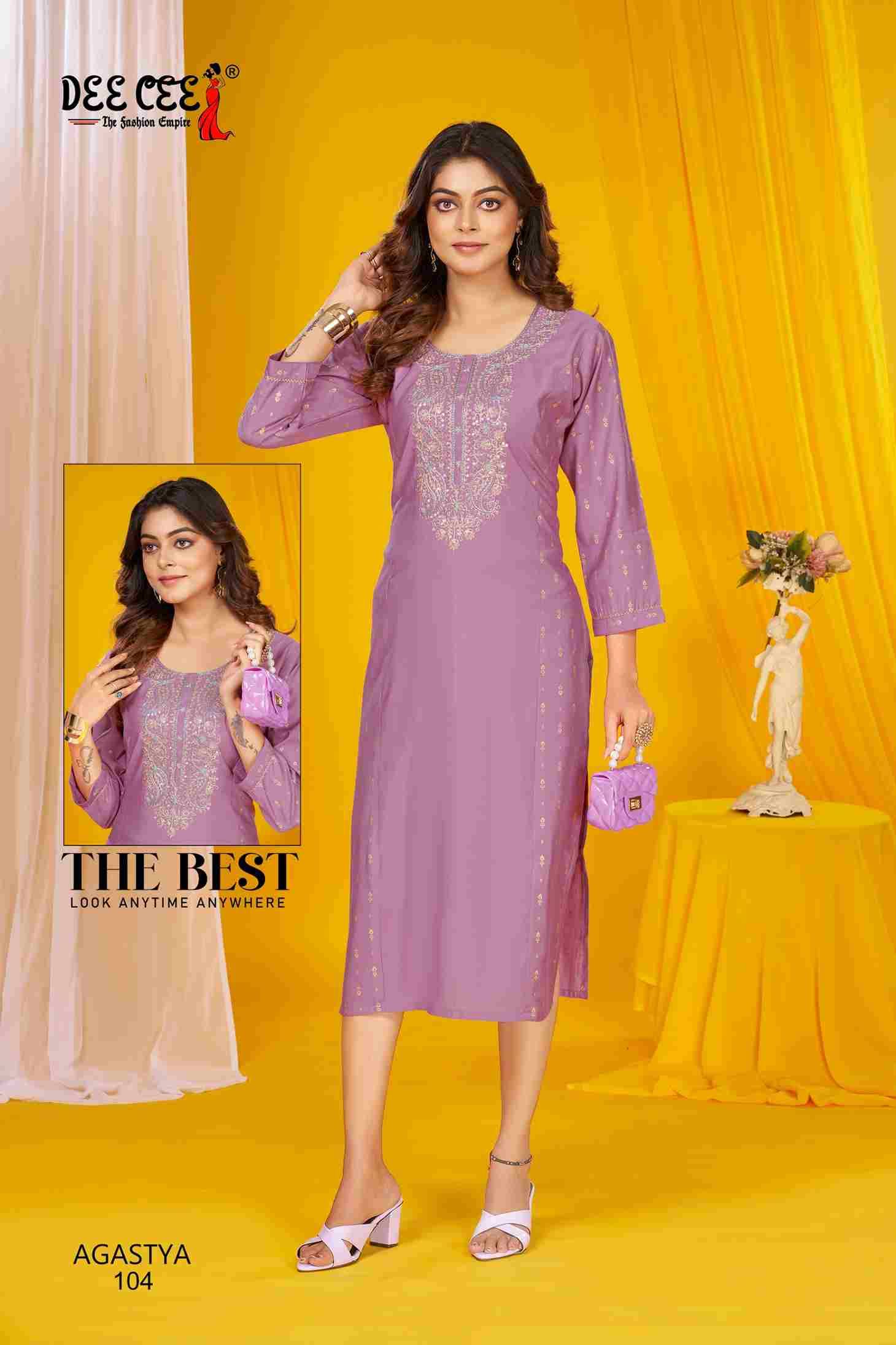 Agastya By Dee Cee 101 To 106 Series Designer Stylish Fancy Colorful Beautiful Party Wear & Ethnic Wear Collection Roman Silk Print Kurtis At Wholesale Price