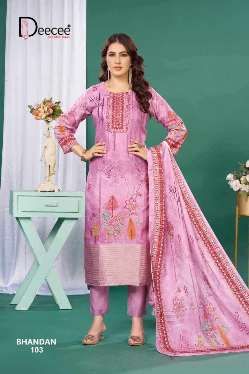 Bandhan By Dee Cee 101 To 106 Series Designer Stylish Fancy Colorful Beautiful Party Wear & Ethnic Wear Collection Muslin Silk Dresses At Wholesale Price
