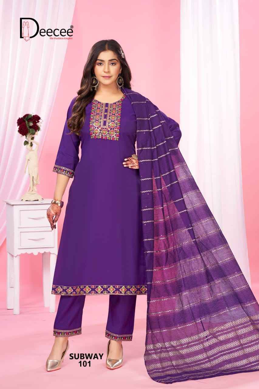 Subway By Dee Cee 101 To 106 Series Designer Stylish Fancy Colorful Beautiful Party Wear & Ethnic Wear Collection Roman Silk Dresses At Wholesale Price