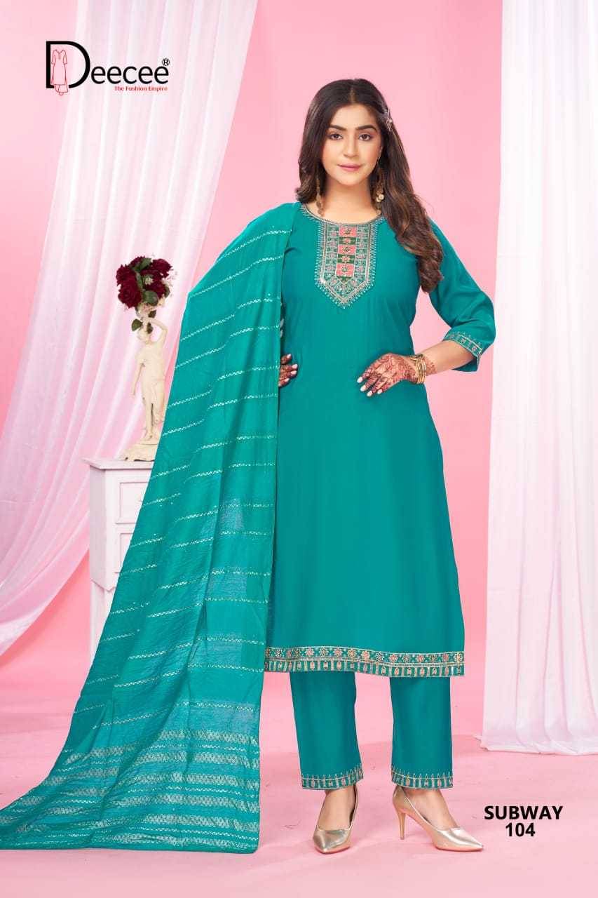 Subway By Dee Cee 101 To 106 Series Designer Stylish Fancy Colorful Beautiful Party Wear & Ethnic Wear Collection Roman Silk Dresses At Wholesale Price