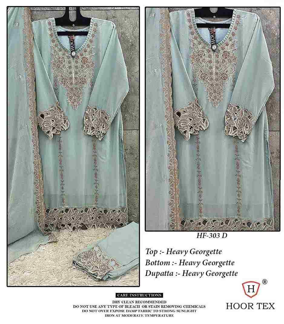 Hoor Tex Hit Design HF-303 Colours By Hoor Tex HF-303-A To HF-303-D Series Designer Festive Pakistani Suits Collection Beautiful Stylish Fancy Colorful Party Wear & Occasional Wear Heavy Georgette Dresses At Wholesale Price