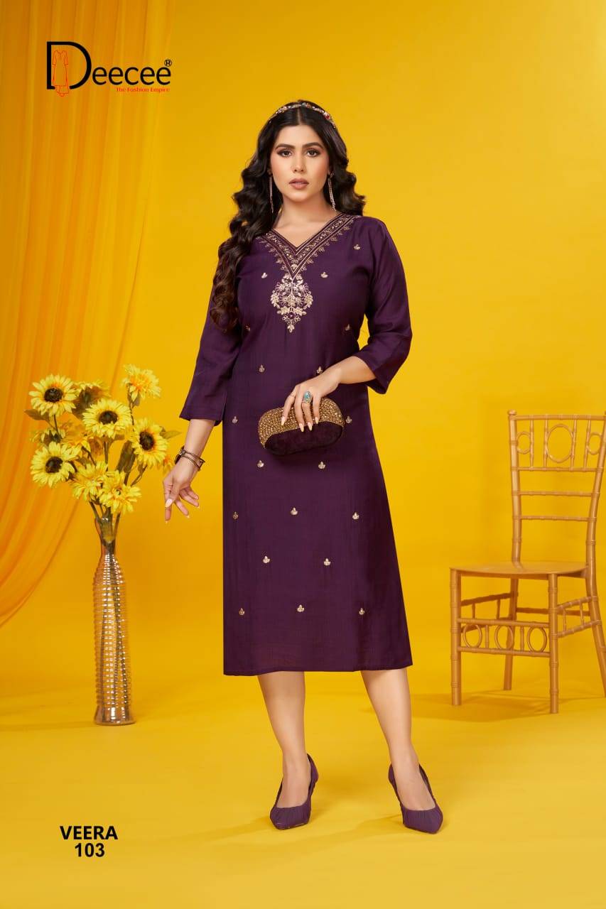 Veera By Dee Cee 101 To 106 Series Designer Stylish Fancy Colorful Beautiful Party Wear & Ethnic Wear Collection Vatican Kurtis At Wholesale Price