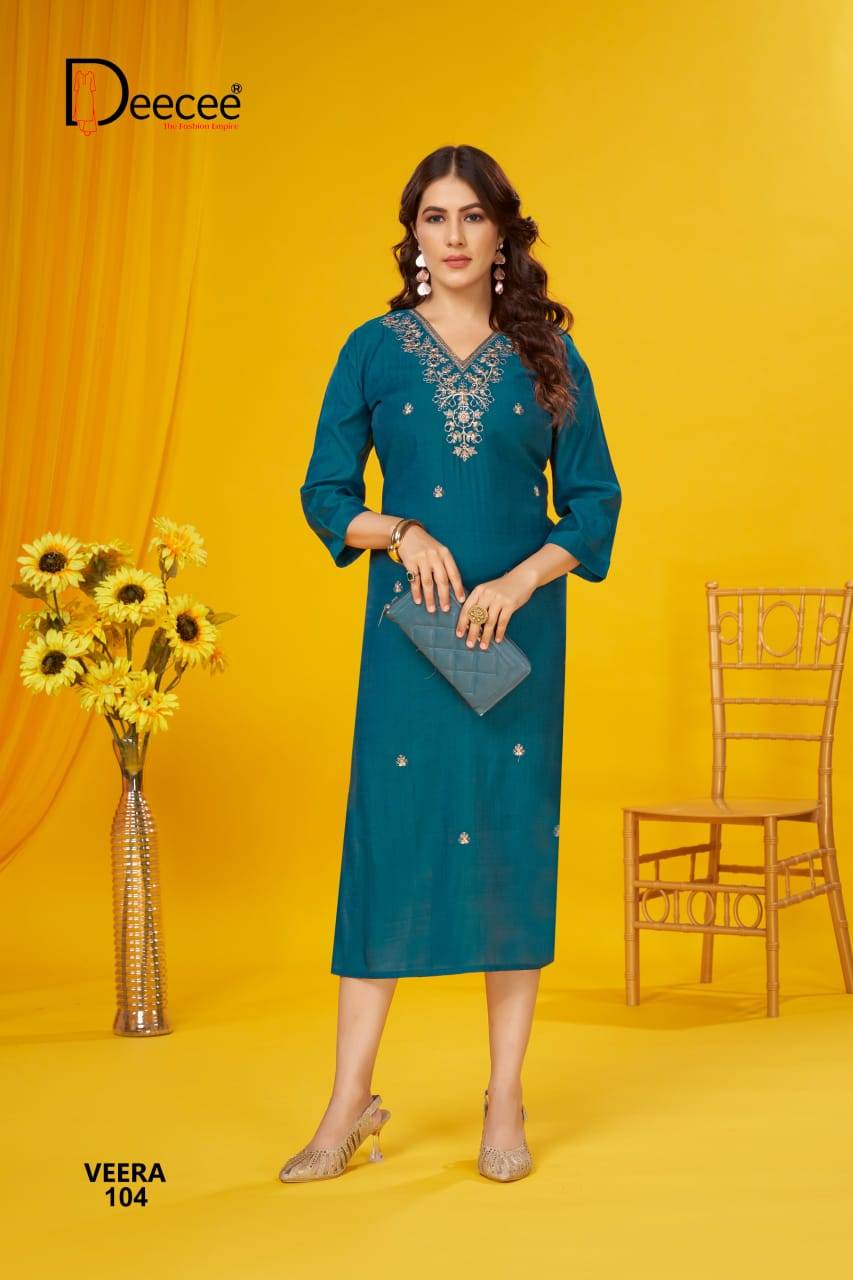 Veera By Dee Cee 101 To 106 Series Designer Stylish Fancy Colorful Beautiful Party Wear & Ethnic Wear Collection Vatican Kurtis At Wholesale Price