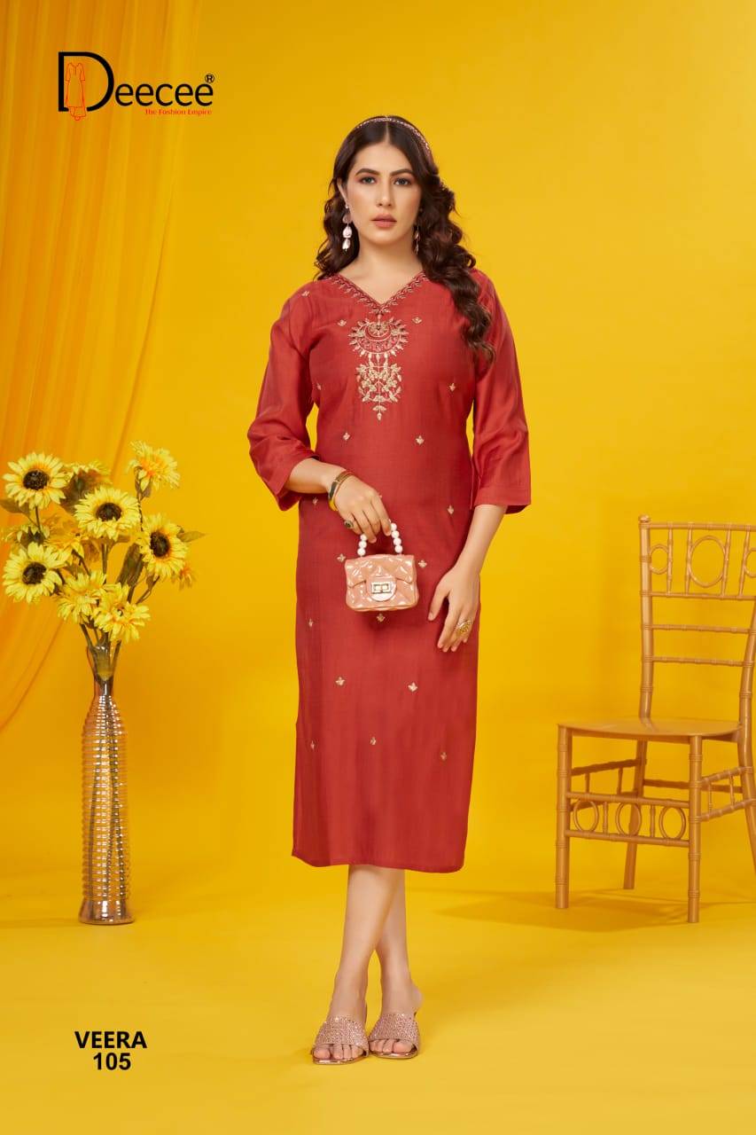 Veera By Dee Cee 101 To 106 Series Designer Stylish Fancy Colorful Beautiful Party Wear & Ethnic Wear Collection Vatican Kurtis At Wholesale Price