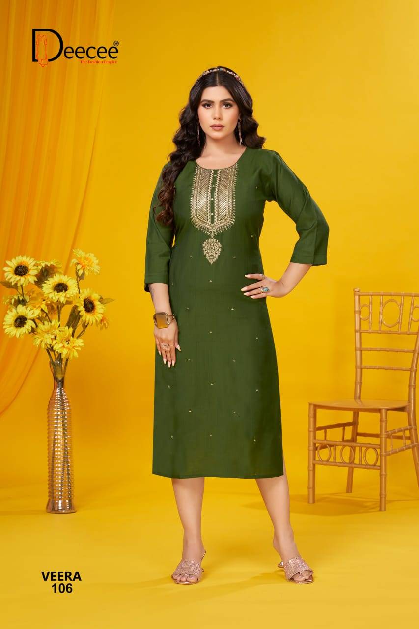 Veera By Dee Cee 101 To 106 Series Designer Stylish Fancy Colorful Beautiful Party Wear & Ethnic Wear Collection Vatican Kurtis At Wholesale Price
