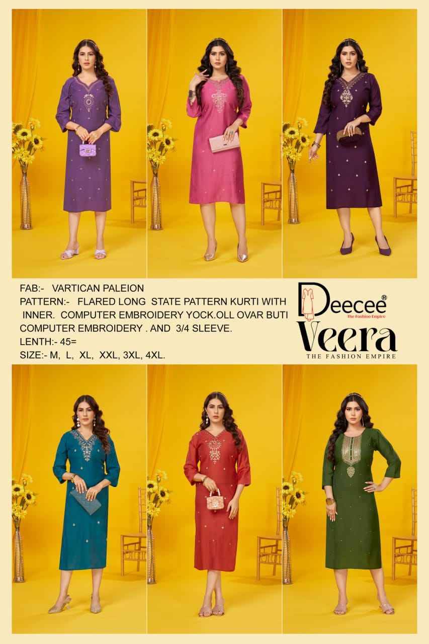 Veera By Dee Cee 101 To 106 Series Designer Stylish Fancy Colorful Beautiful Party Wear & Ethnic Wear Collection Vatican Kurtis At Wholesale Price