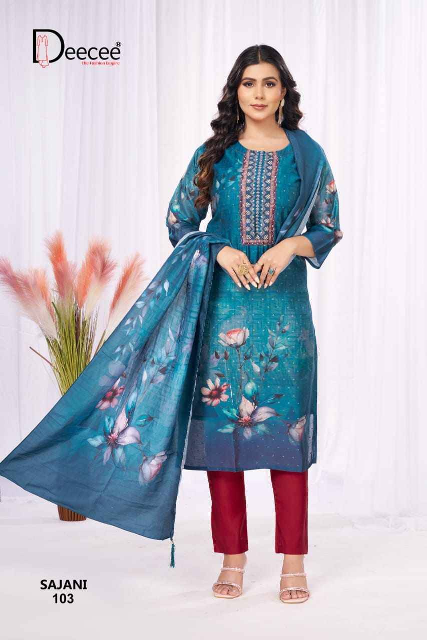 Sajani By Dee Cee 101 To 106 Series Designer Stylish Fancy Colorful Beautiful Party Wear & Ethnic Wear Collection Roman Silk Dresses At Wholesale Price
