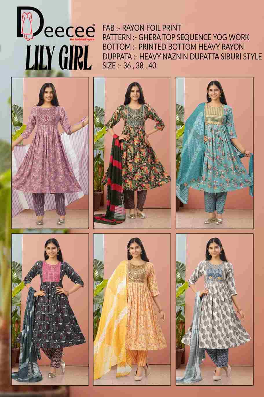 Lily Girl By Dee Cee 1001 To 1006 Series Designer Stylish Fancy Colorful Beautiful Party Wear & Ethnic Wear Collection Rayon Foil Dresses At Wholesale Price