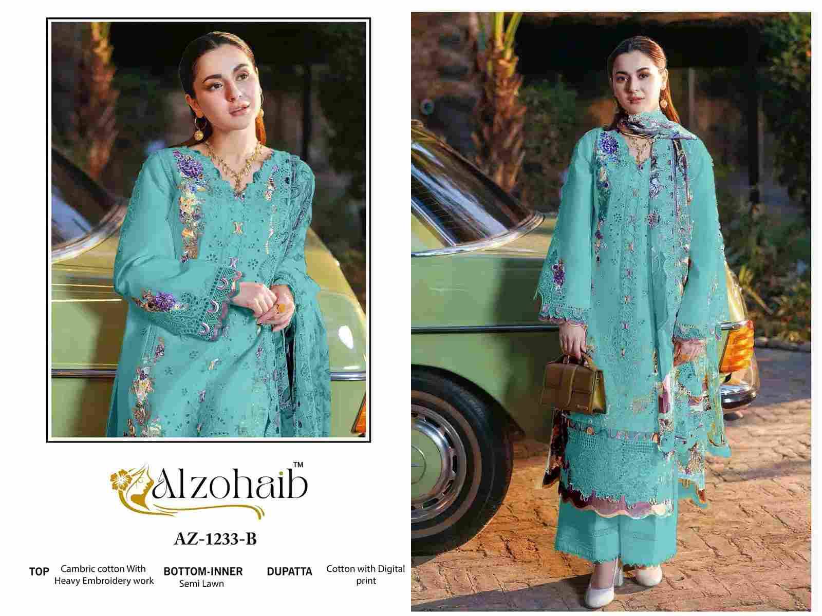 Zahra Vol-2 By Alzohaib 1233-A To 1233-D Series Beautiful Pakistani Suits Stylish Fancy Colorful Party Wear & Occasional Wear Cambric Cotton Print Dresses At Wholesale Price