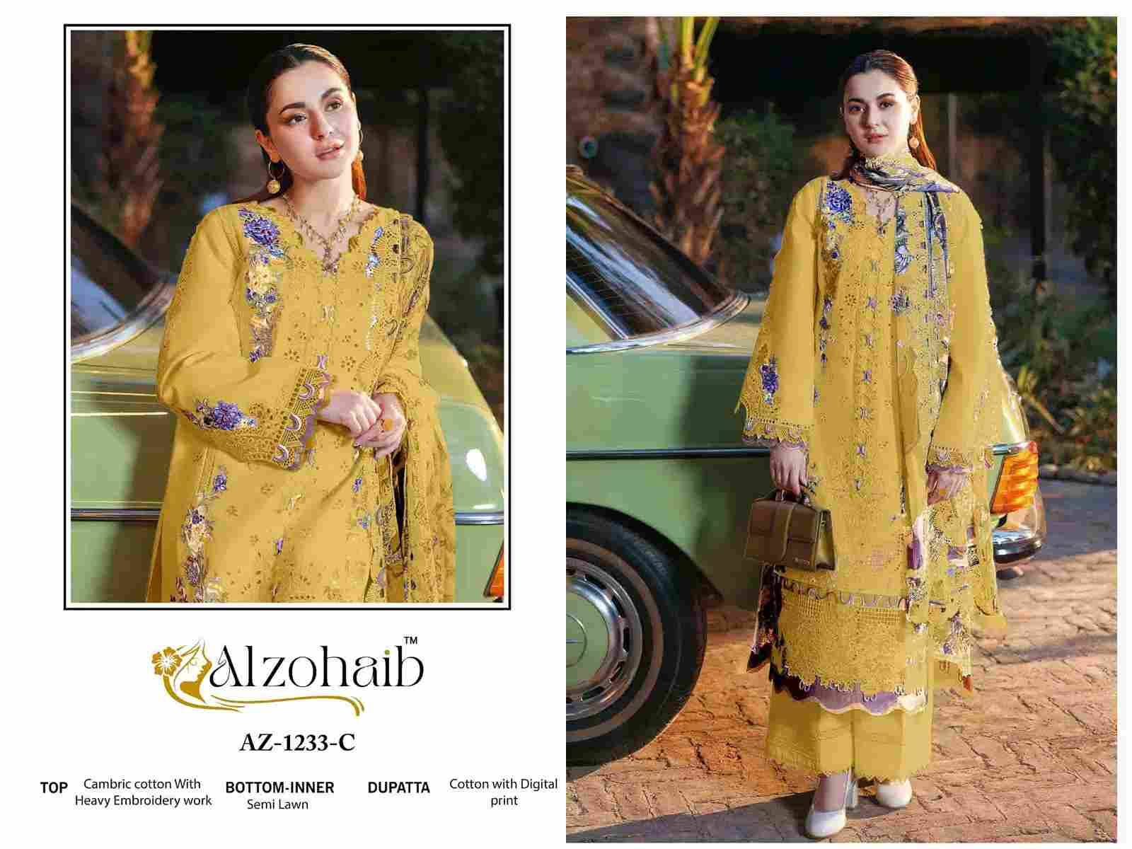Zahra Vol-2 By Alzohaib 1233-A To 1233-D Series Beautiful Pakistani Suits Stylish Fancy Colorful Party Wear & Occasional Wear Cambric Cotton Print Dresses At Wholesale Price