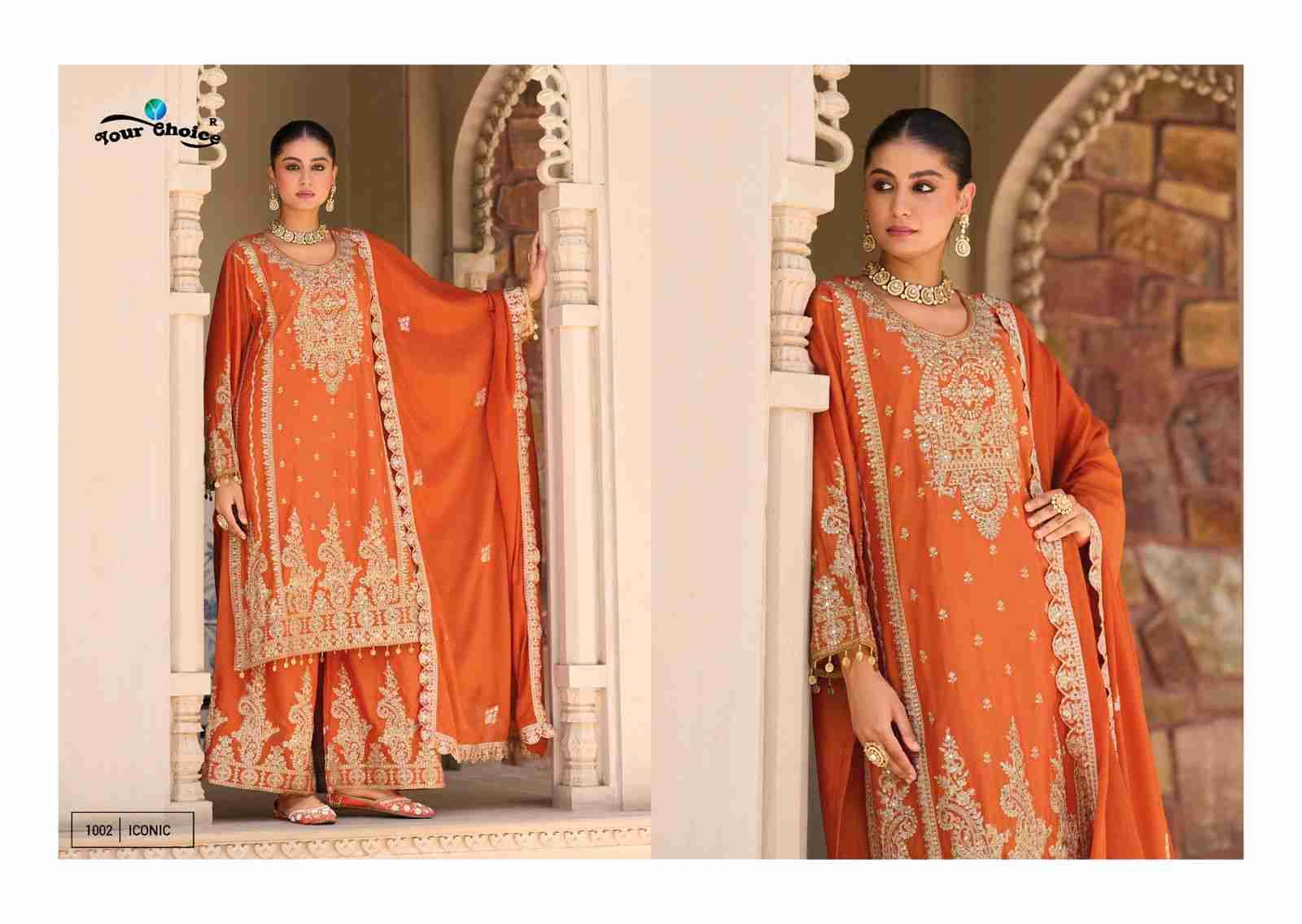 Iconic By Your Choice 4001 To 1004 Series Designer Sharara Suits Beautiful Fancy Colorful Stylish Party Wear & Occasional Wear Heavy Chinnon Dresses At Wholesale Price