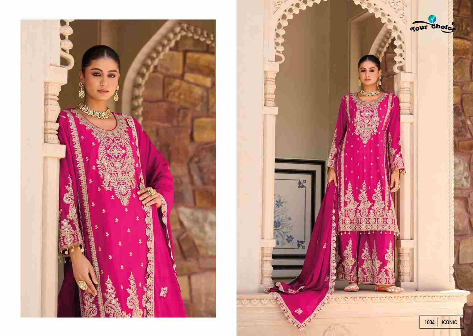 Iconic By Your Choice 4001 To 1004 Series Designer Sharara Suits Beautiful Fancy Colorful Stylish Party Wear & Occasional Wear Heavy Chinnon Dresses At Wholesale Price