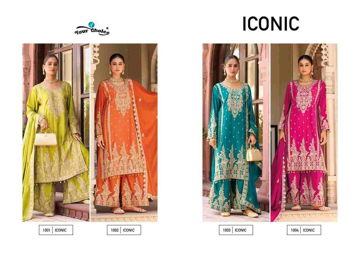 Iconic By Your Choice 4001 To 1004 Series Designer Sharara Suits Beautiful Fancy Colorful Stylish Party Wear & Occasional Wear Heavy Chinnon Dresses At Wholesale Price