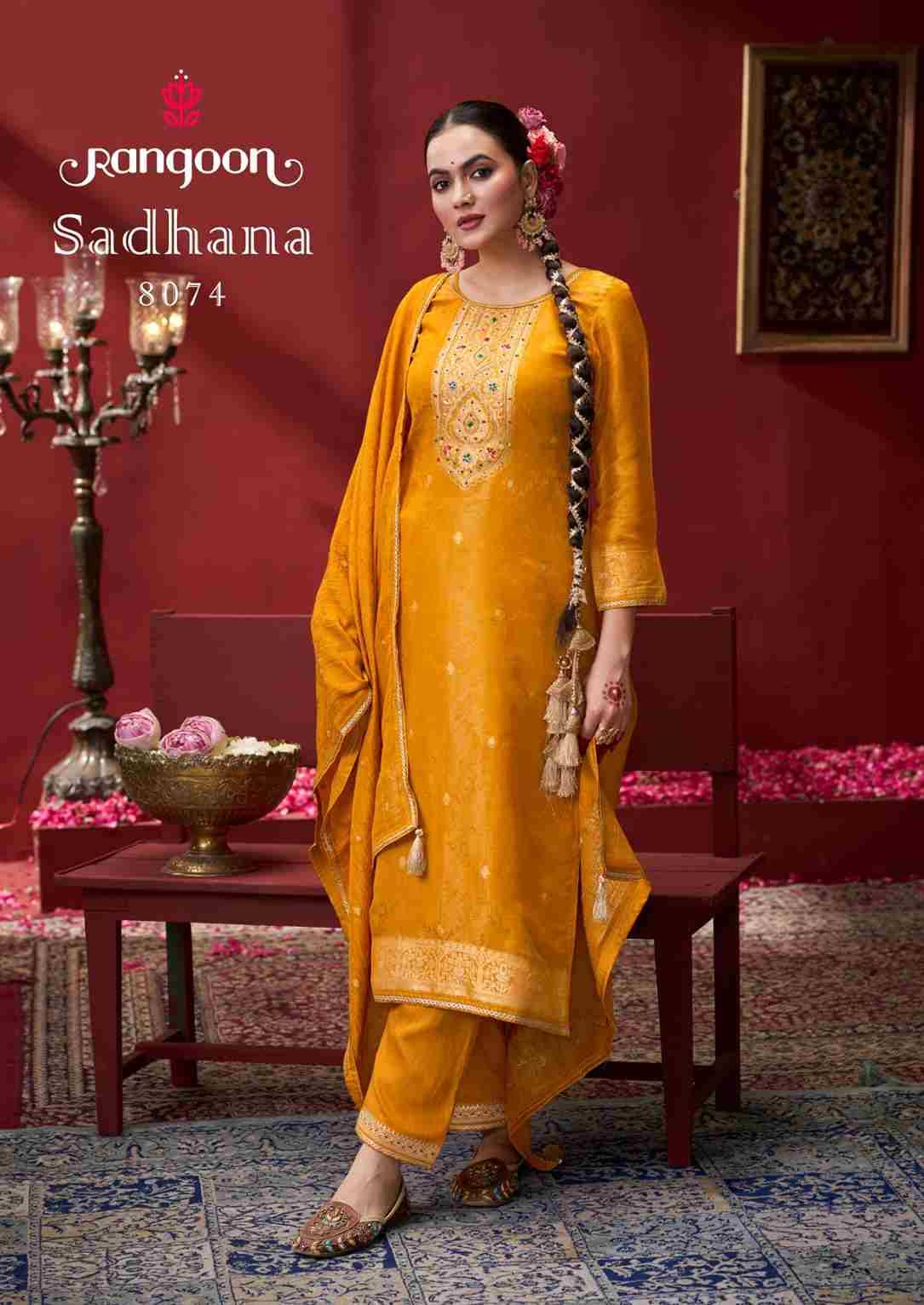 Sadhana By Rangoon 8071 To 8074 Series Beautiful Festive Suits Colorful Stylish Fancy Casual Wear & Ethnic Wear Pure Jacquard Dresses At Wholesale Price