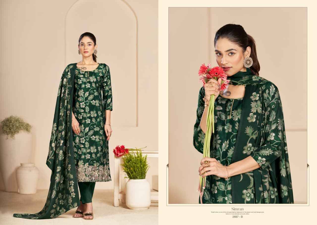 Simran By Sargam Prints 2687-A To 2687-D Series Beautiful Festive Suits Stylish Fancy Colorful Casual Wear & Ethnic Wear Pure Modal Muslin Print Dresses At Wholesale Price