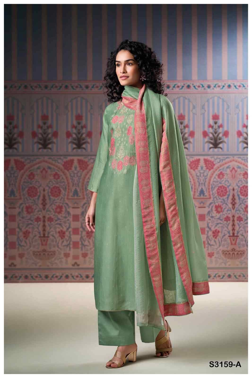 Malina-3159 By Ganga Fashion 3159-A To 3159-D Series Beautiful Festive Suits Colorful Stylish Fancy Casual Wear & Ethnic Wear Pure Bemberg Silk Jacquard Dresses At Wholesale Price