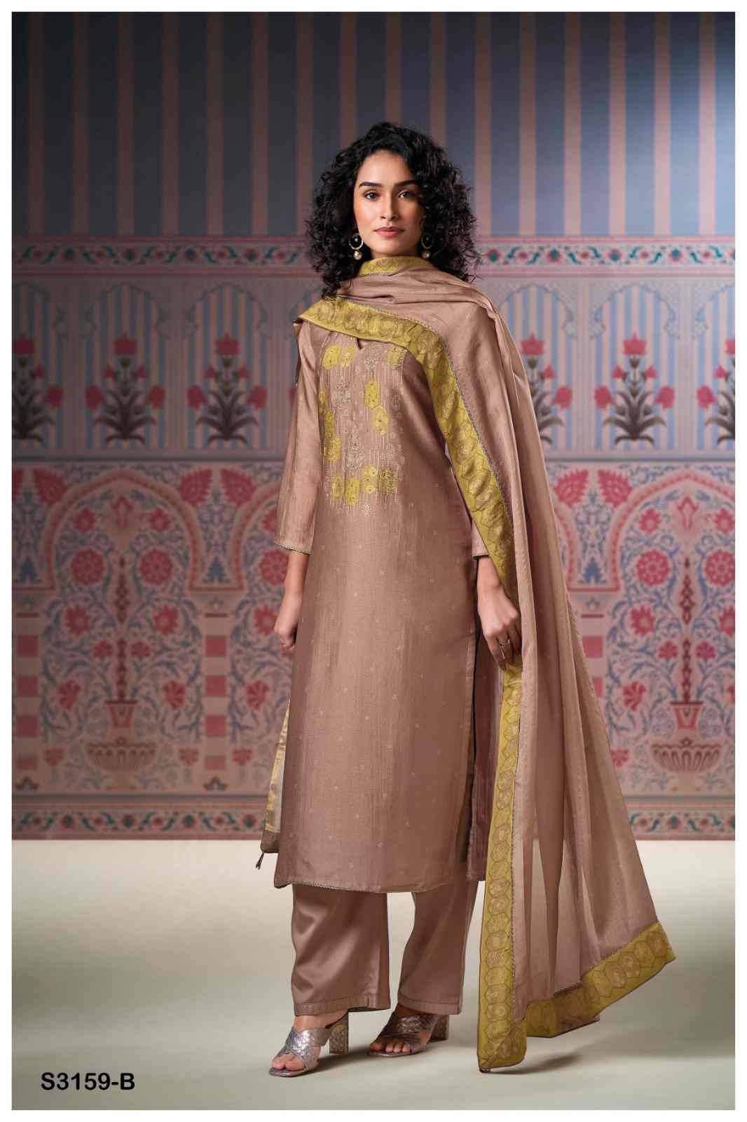 Malina-3159 By Ganga Fashion 3159-A To 3159-D Series Beautiful Festive Suits Colorful Stylish Fancy Casual Wear & Ethnic Wear Pure Bemberg Silk Jacquard Dresses At Wholesale Price