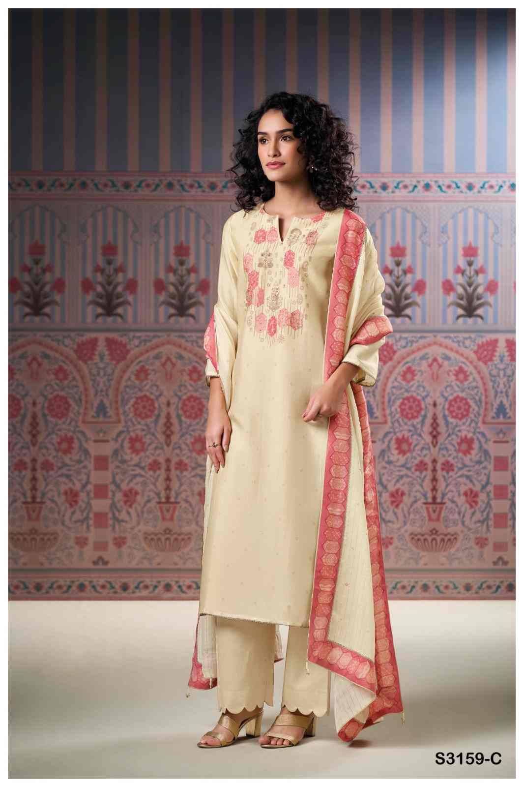 Malina-3159 By Ganga Fashion 3159-A To 3159-D Series Beautiful Festive Suits Colorful Stylish Fancy Casual Wear & Ethnic Wear Pure Bemberg Silk Jacquard Dresses At Wholesale Price