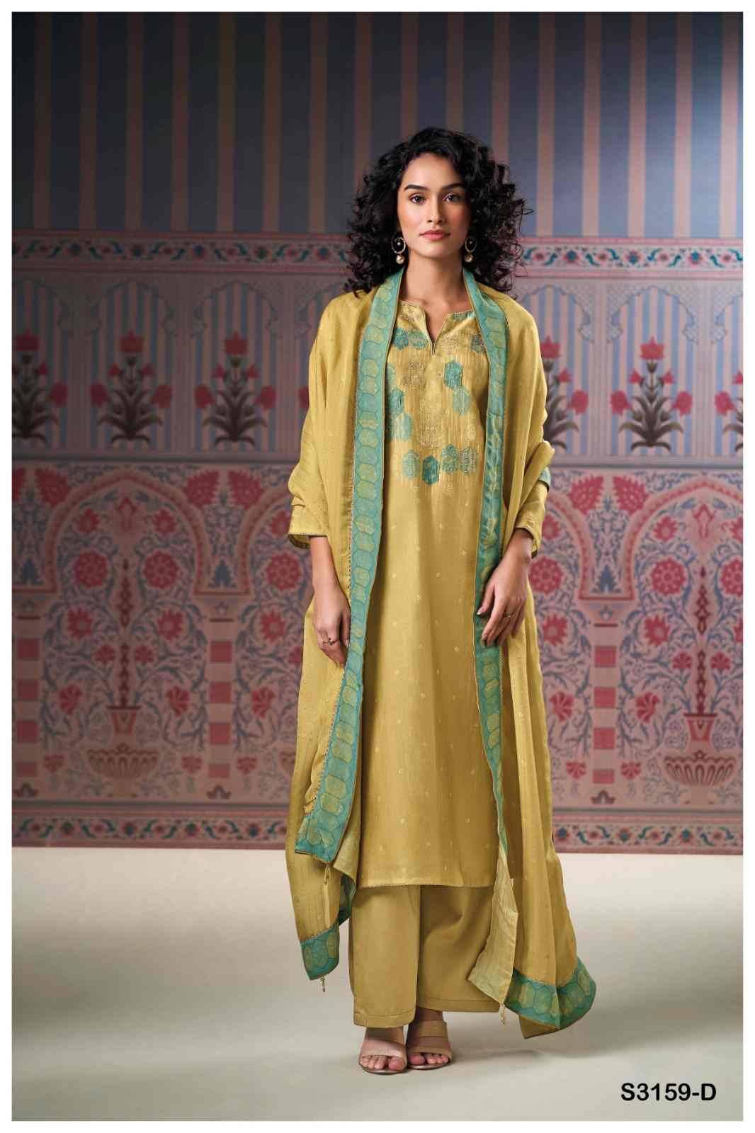 Malina-3159 By Ganga Fashion 3159-A To 3159-D Series Beautiful Festive Suits Colorful Stylish Fancy Casual Wear & Ethnic Wear Pure Bemberg Silk Jacquard Dresses At Wholesale Price