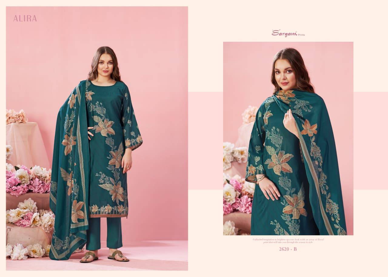 Alira By Sargam Prints 2620-A To 2620-D Series Beautiful Festive Suits Stylish Fancy Colorful Casual Wear & Ethnic Wear Pure Modal Muslin Print Dresses At Wholesale Price