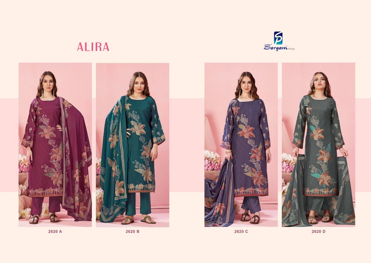 Alira By Sargam Prints 2620-A To 2620-D Series Beautiful Festive Suits Stylish Fancy Colorful Casual Wear & Ethnic Wear Pure Modal Muslin Print Dresses At Wholesale Price