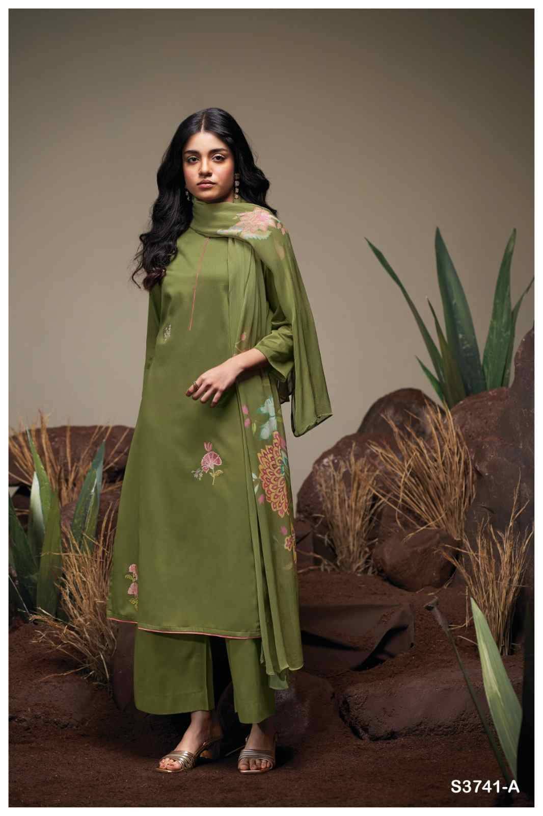 Agatha-3741 By Ganga Fashion 3741-A To 3741-D Series Beautiful Festive Suits Colorful Stylish Fancy Casual Wear & Ethnic Wear Pure Cotton Satin Dresses At Wholesale Price
