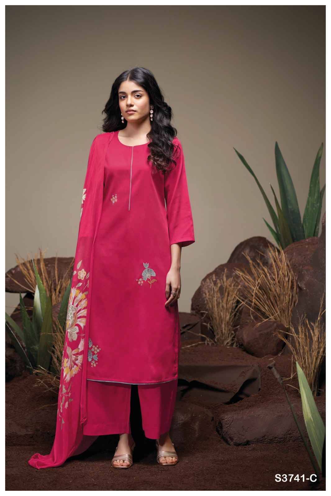 Agatha-3741 By Ganga Fashion 3741-A To 3741-D Series Beautiful Festive Suits Colorful Stylish Fancy Casual Wear & Ethnic Wear Pure Cotton Satin Dresses At Wholesale Price
