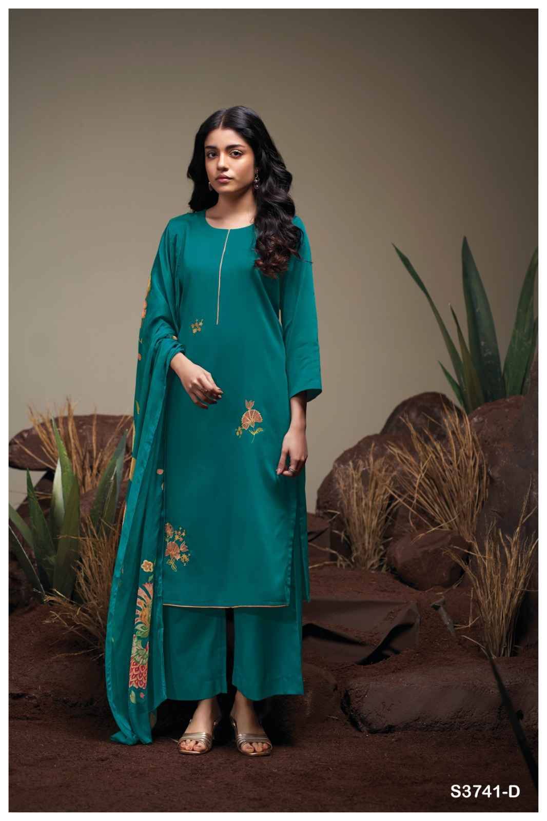 Agatha-3741 By Ganga Fashion 3741-A To 3741-D Series Beautiful Festive Suits Colorful Stylish Fancy Casual Wear & Ethnic Wear Pure Cotton Satin Dresses At Wholesale Price