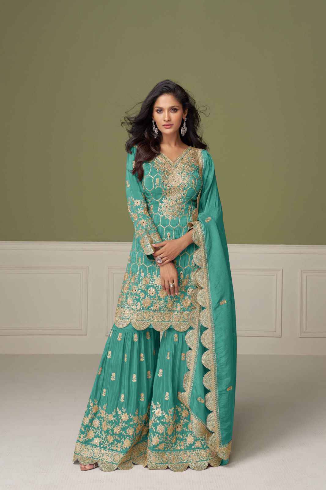 Aleena By Gulkayra Designer 7554-A To 7554-C Series Designer Sharara Suits Collection Beautiful Stylish Fancy Colorful Party Wear & Occasional Wear Simar Silk Dresses At Wholesale Price