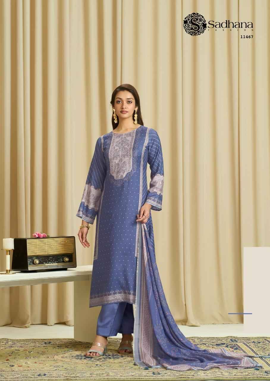 Ba-Dastoor By Sadhana Fashion 11464 To 11469 Series Designer Festive Suits Beautiful Fancy Stylish Colorful Party Wear & Occasional Wear Pure Muslin Silk Print Dresses At Wholesale Price