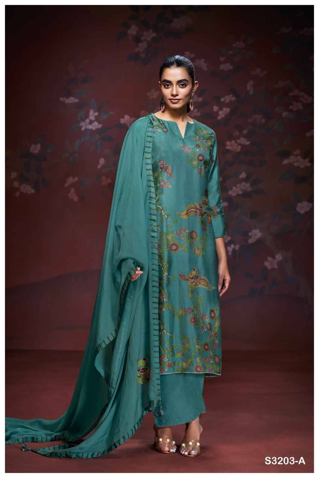 Aaliyah-3203 By Ganga Fashion 3203-A To 3203-D Series Beautiful Festive Suits Colorful Stylish Fancy Casual Wear & Ethnic Wear Pure Bemberg Silk Print Dresses At Wholesale Price