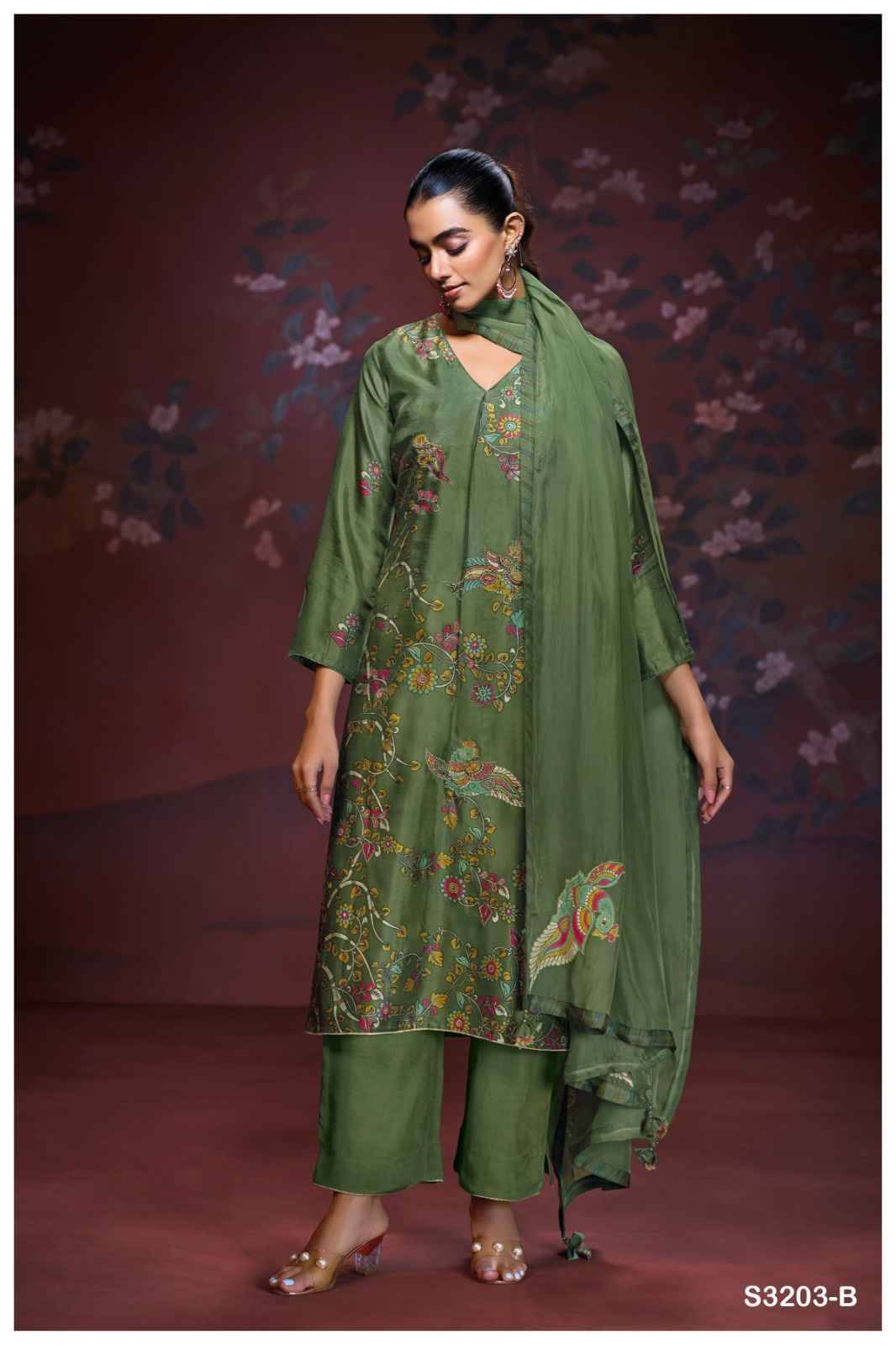 Aaliyah-3203 By Ganga Fashion 3203-A To 3203-D Series Beautiful Festive Suits Colorful Stylish Fancy Casual Wear & Ethnic Wear Pure Bemberg Silk Print Dresses At Wholesale Price