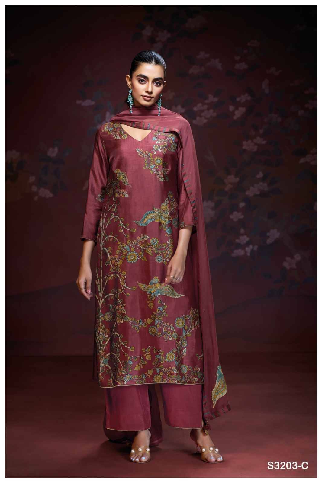 Aaliyah-3203 By Ganga Fashion 3203-A To 3203-D Series Beautiful Festive Suits Colorful Stylish Fancy Casual Wear & Ethnic Wear Pure Bemberg Silk Print Dresses At Wholesale Price