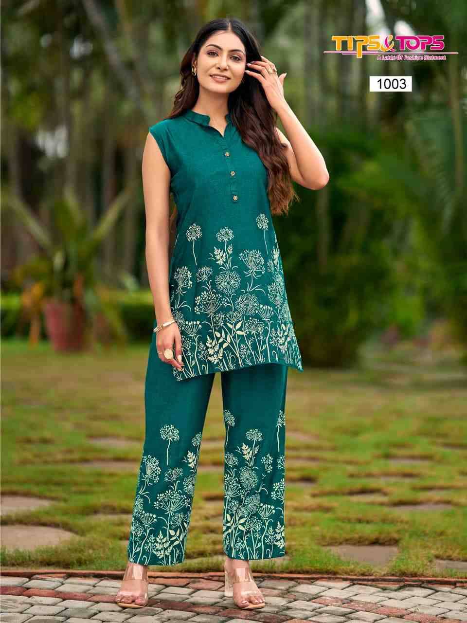 Festive Beauty By Tips And Tops 1001 To 1004 Series Designer Stylish Fancy Colorful Beautiful Party Wear & Ethnic Wear Collection Rayon Print Co-Ord At Wholesale Price